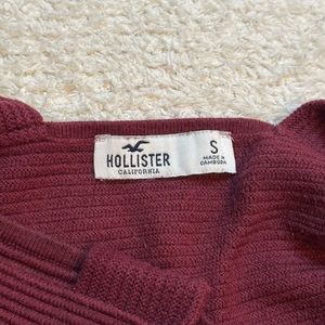Hollister Burgundy Ribbed Cropped Cami Top